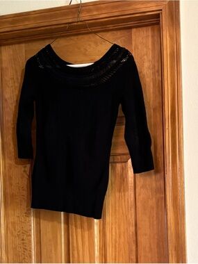 Black Women's Open-Stitch Boatneck Sweater White House black market
